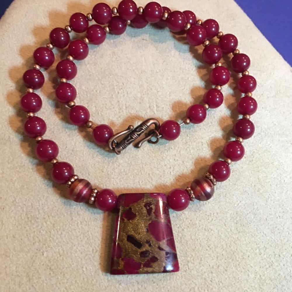 Red/Copper Beaded Necklace